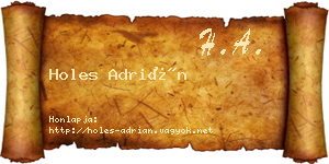Holes Adrián névjegykártya